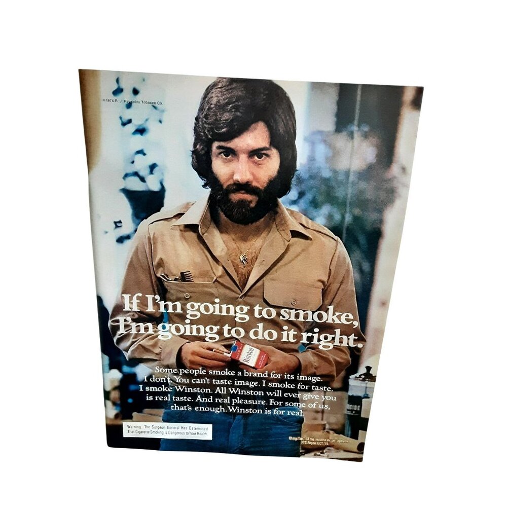1975 Winston Cigarettes Ad If I'm Going to Smoke Vintage Tobacco Print